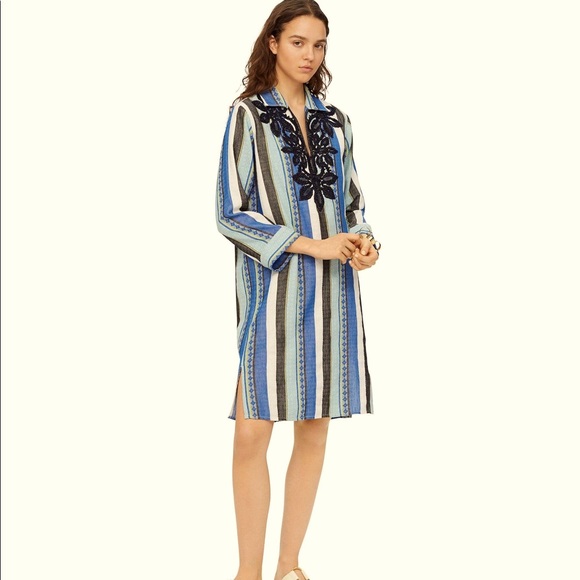 Nwt Tory Burch Embroidered Cotton Jacquard Dress - Picture 2 of 11